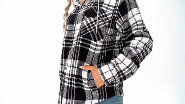 WINDFIT Women's Full Zip Fleece Flannel Jacket Plaid Sherpa Lined